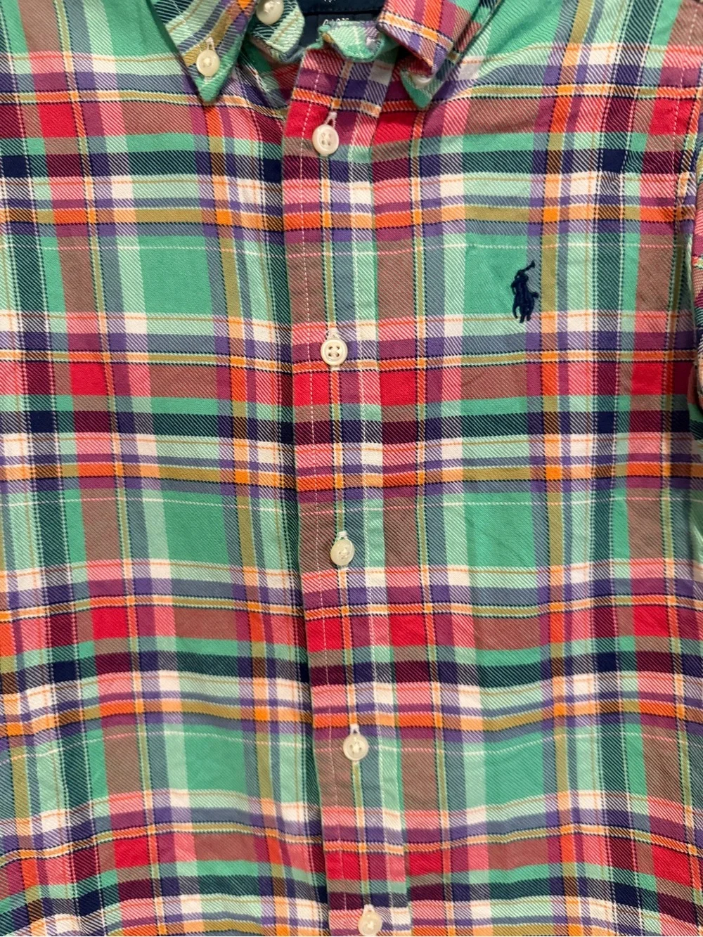 Ralph Lauren Boys Plaid Button Down Shirt Green Red 4T